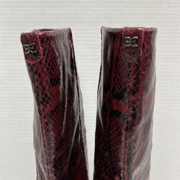 Sam Edelman ‘SAMIRA’ Snakeskin Print Leather Mid Calf Kitten Heeled Boots Size 5 - Picture 6 of 9